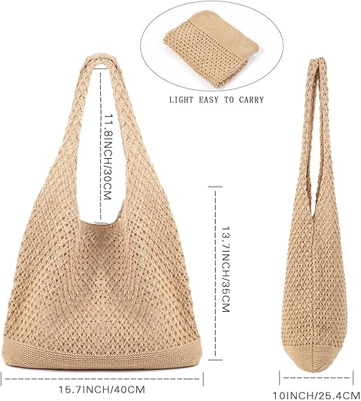 Beach Tote bag Summer Beach Bag for Women Aesthetic Mesh Tote Bag Hippie Bag Knit Bag