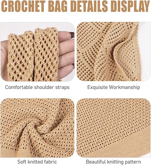 Beach Tote bag Summer Beach Bag for Women Aesthetic Mesh Tote Bag Hippie Bag Knit Bag