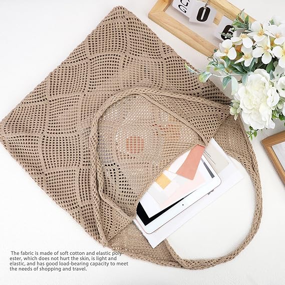 Crochet Bags for Women - Summer Beach Tote, Aesthetic Hippie Knit Bag