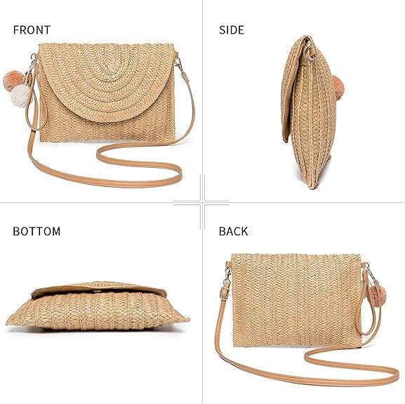 Straw Shoulder Bag For Women Woven Purse Beach Envelope Clutch Straws Wallet