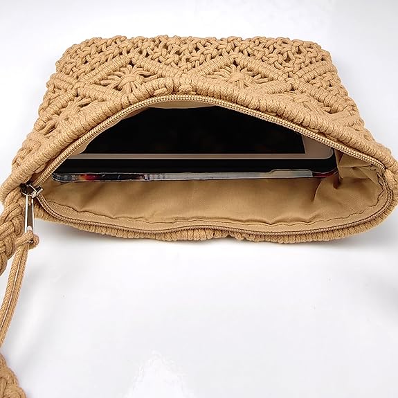 Crossbody Handbag,Handwoven cotton rope Shoulder Bag,Summer Beach Clutches Bags for Women,Handmade Purse