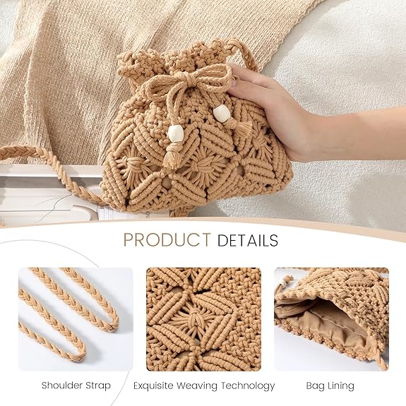 Summer Purse - Woven Crossbody Bags Boho Crossbody Purses for Women Crochet Handbags Shoulder Bag Handbags