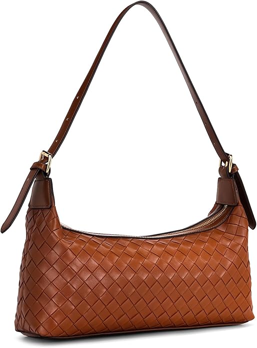 Women's  Shoulder Bags, PU Leather Woven Tote Handbag, Underarm Braided Evening Clutch Purse