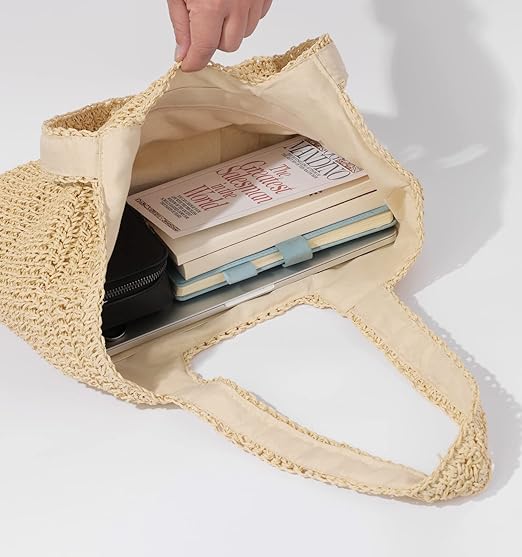Beach Bags for Women - Summer Soft Large Woven Shoulder Purse Handbag, Beach Tote Straw Bag for Summer Vacation