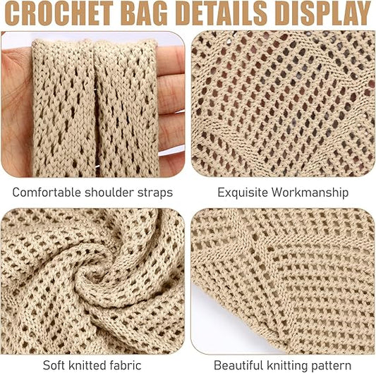 Crochet Bags for Women - Summer Beach Tote, Aesthetic Hippie Knit Bag