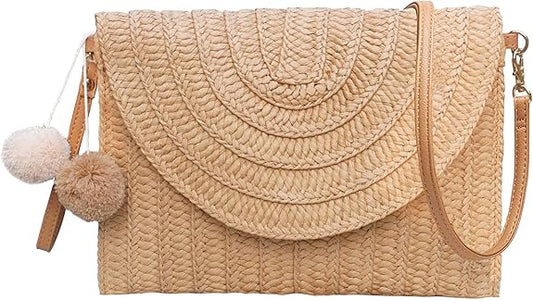 Straw Shoulder Bag For Women Woven Purse Beach Envelope Clutch Straws Wallet