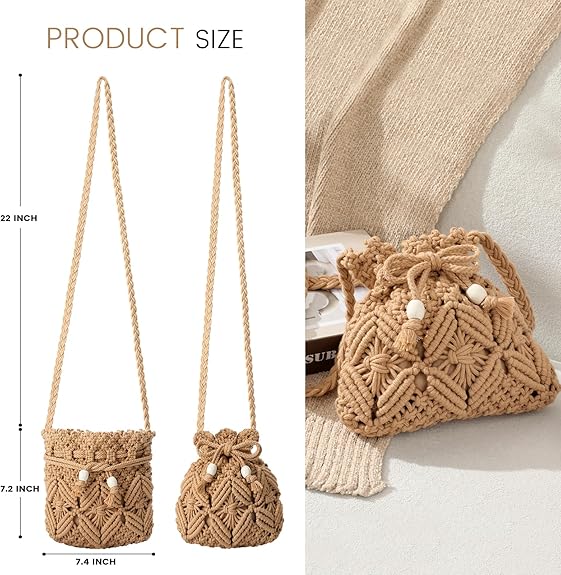 Summer Purse - Woven Crossbody Bags Boho Crossbody Purses for Women Crochet Handbags Shoulder Bag Handbags